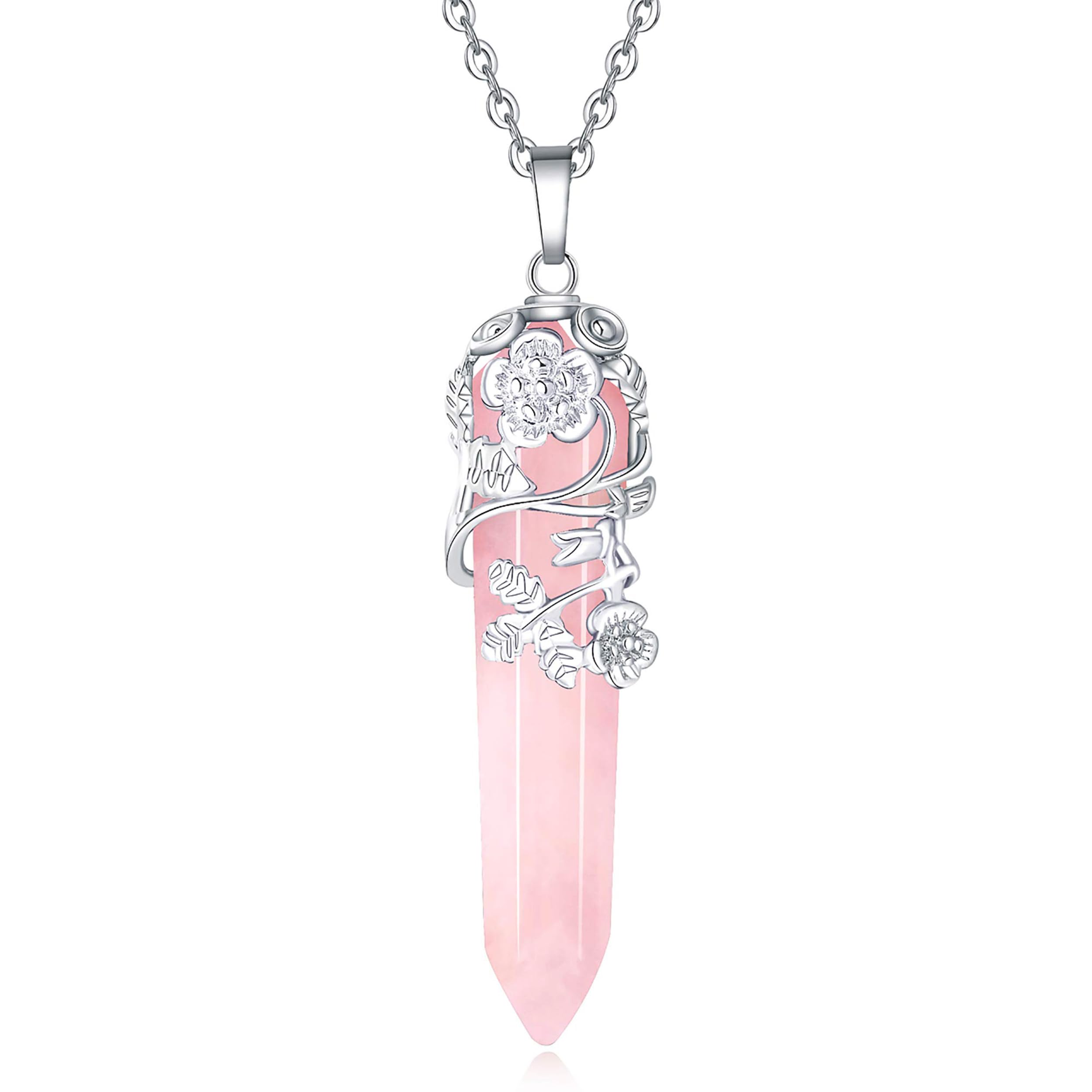 XIANNVXI Rose Quartz Necklace Crystal Necklaces for Women Rose Quartz Pendant Pink Necklace for Women Jewellery
