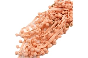 ZHIHENG 20 Yards Pom Poms Fringe Ball Trim Sewing Ribbon Embroidered Lace Tassel Applique for Clothing Accessories Bedding Quilting Crafts Supplies (Misty Rose)