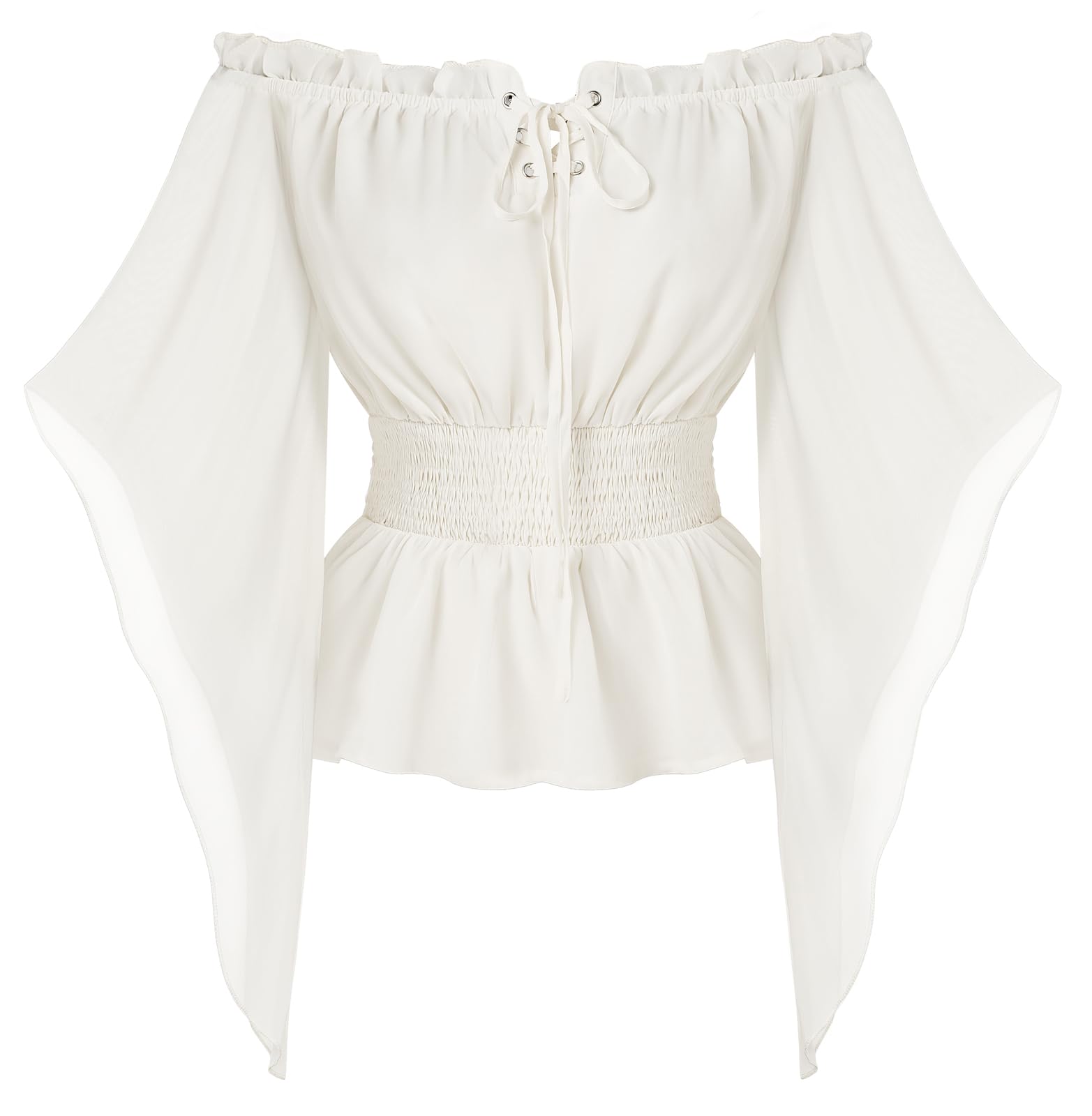 SCARLET DARKNESS Women Gothic Pirate Top Halloween Carnival Cosplay Festival Viking Top White XXL