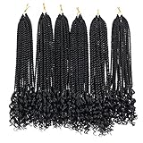 3Packs/lot Eunice 16 Inch Curly Senegalese Twist Crochet Hair Bundles Wave Ends Braids Synthetic Braiding Hair Extensions for Black Women (16 inch, black)