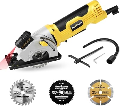 Enventor Mini Circular Saw 580W 4000RPM 85mm with 3 Blades Laser Guide