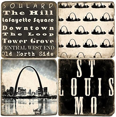 Black & White St. Louis Drink Coasters by Studio Vertu
