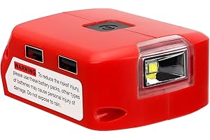 USB Charger Adapter for Milwaukee M18 18V Lithium Battery, LED Work Light with Dual USB Charger and 12v DC Port,Power Source 