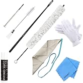 8 Pieces White Flute Cleaning Kit, Flutes &amp; Piccolos Swab | cork grease, flute cleaning brushes, cleaning swab and cloth, a pair gloves
