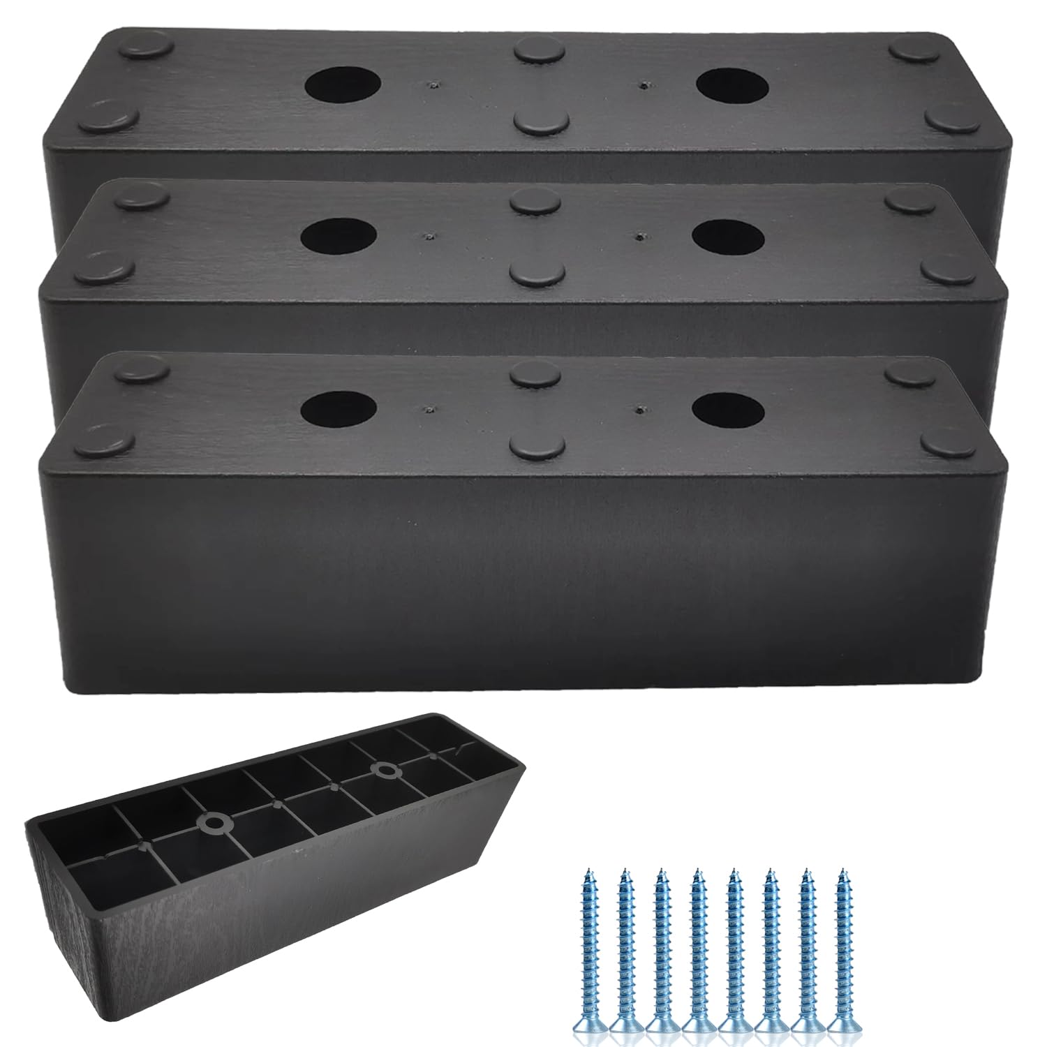 pafnisoin Sofa Feet Black 4 PackFurniture Feet Support Feet for Furniture 180 x 50 x 50 mm Feet for Dressers Furniture Raiser 50 mm Furniture Raiser Bed Feet with 8 Screws