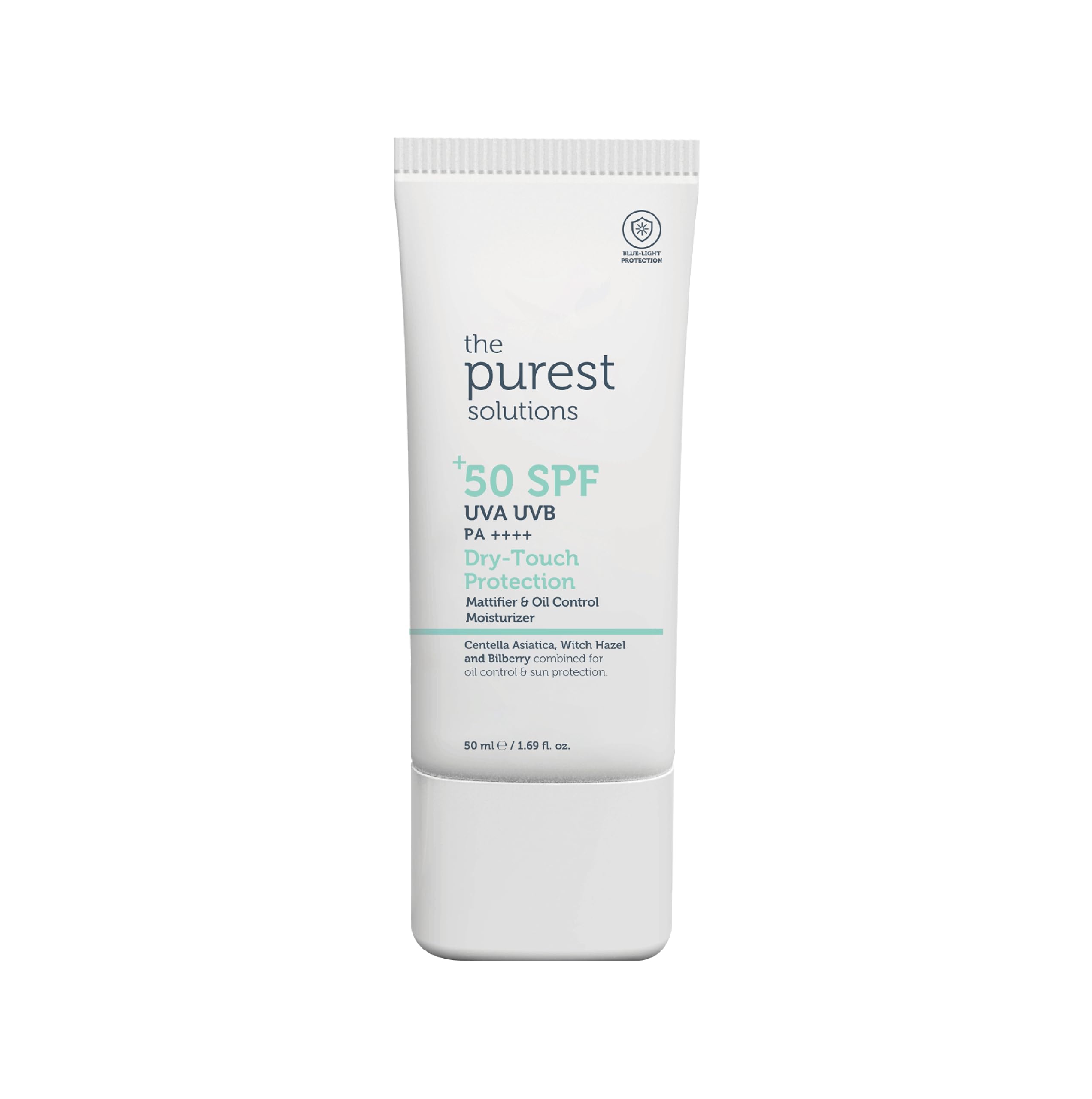 The Purest Solutions Dry-Touch Protection (Mattifier & Oil Control Moisturizer SPF 50+) - Combined with Witch Hazel & Bilberry - Oily Skin Type - Vegan | Cruelty Free | Eco Friendly (50 ml)