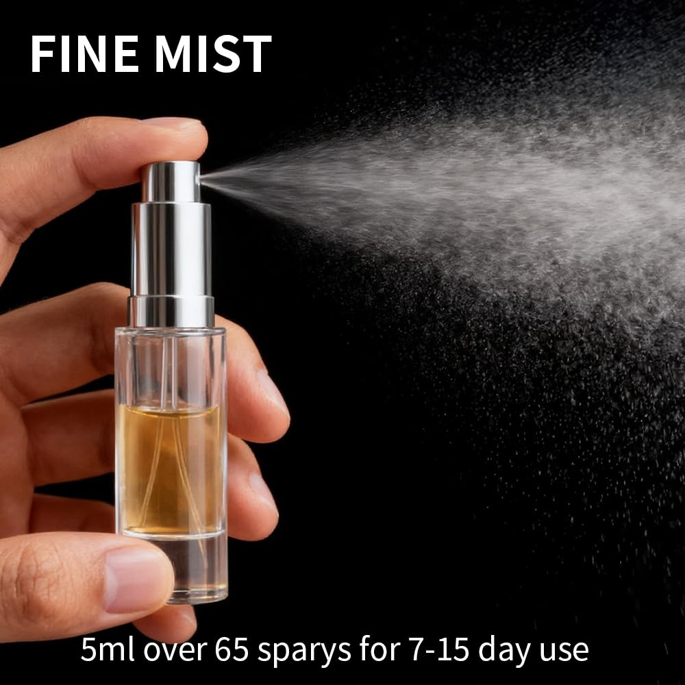 MUB Perfume Travel Refillable Atomizer Bottle 5ml Glass Overmolding Unique Top-Filling Leak-Proof Spray Bottle Atomizer Sprayer for Perfume Cologne Mini Travel Size Empty Pocket Portable