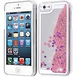 Yoption Transparent Plastic 3D Glitter Quicksand and Star Liquid Case for Apple Iphone 5 5S SE