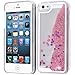 Yoption Transparent Plastic 3D Glitter Quicksand and Star Liquid Case for Apple iPhone 5 5S SE