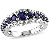 Psiroy CZ Wedding Band for Women, 925 Sterling Silver Plated Stackable Simulated Blue Sapphire Engagement Promise Rings for Her