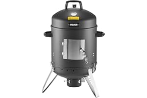 VEVOR Charcoal Smoker, 16" Vertical Charcoal BBQ Grill, Coated Steel Barbecue Smoker with 2 Grilling Grates, Thermometer, Air