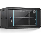 VEVOR 6U Wall Mount Network Server Cabinet, 14.8'' Deep, Server Rack Cabinet Enclosure, 200 lbs Max. Ground-Mounted Load Capacity, with Locking Glass Door Side Panels, for IT Equipment, A/V Devices