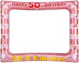 YAAVAAW 50th Birthday Inflatable Selfie Frame Rose Gold Giant Photo Booth Frame