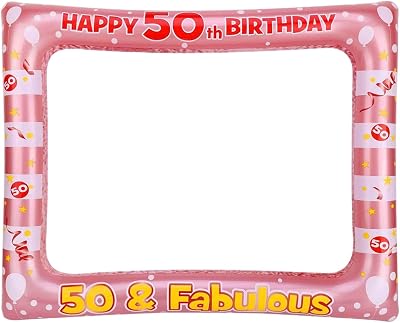 YAAVAAW 50th Birthday Inflatable Selfie Frame Rose Gold Giant Photo Booth Frame