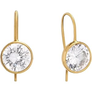 House Of Hunter 18k Gold Bezel Drop Earrings | 8mm-10mm Round Cubic Zirconia