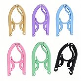 6 Pack Foldable Clothes Hangers for Travel - Portable, No Slip & Windproof Design, PP Plastic Collapsible Hangers with Anti-Slip Grooves, Space Saving for Shirts, Jeans, Socks (Multi-Color)