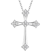 Aprila Women Necklace 925 Sterling Silver Cross Pendant Necklace with Cubic Zirconia Jewelry