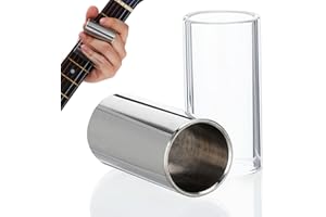 jojofuny 2 Pcs Guitar Slide - 5.1 x 2.5 Cm Glass and Stainless Steel Slide, Suitable for Electric, Acoustic and Bass Guitars 