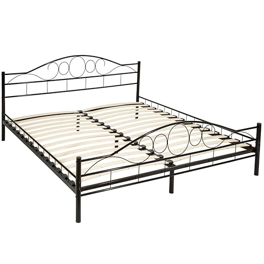 TecTake Metallbett Bettgestell 'Art' inkl. Lattenrost - diverse Farben und Größen - (Schwarz | 180x200cm | Nr. 401724)