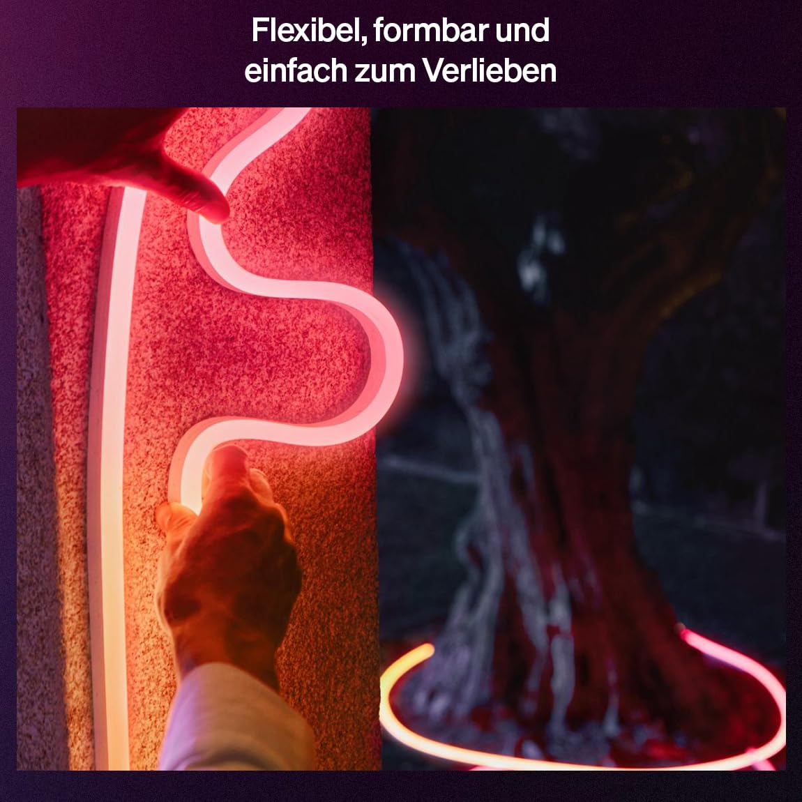 Hue Neon Outdoor 10-Meter Mehrfarbiger LED Streifen, 1100lm Lichtband, farbiges Ambientelicht, Flexible Außenbeleuchtung, Chromasync™-Farbmischung, wetterfest, Niederspannung, App- und Sprachsteuerung 5