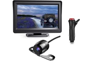 Backup Camera System for Car with 4.3 Inch Monitor Back up Camera with Truck Reverse Camera Rear View IP69 Waterproof Plug-Pl