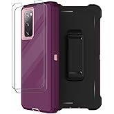 for Samsung Galaxy S20 FE 5G Case with Belt Clip Holster, 2X Screen Protector, Heavy Duty Military Grade Full Body Shockproof Rugged Protective Cover for Samsung S20 FE Wine