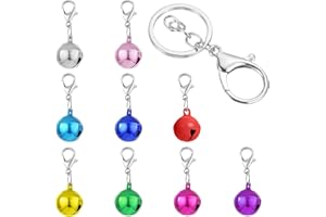 KERROS Cat Collar Bell Pet Bells for Cat Dog Collar, 9 Pack Small Dog Puppy Pet Bells for Collars with 1Pack Keychain