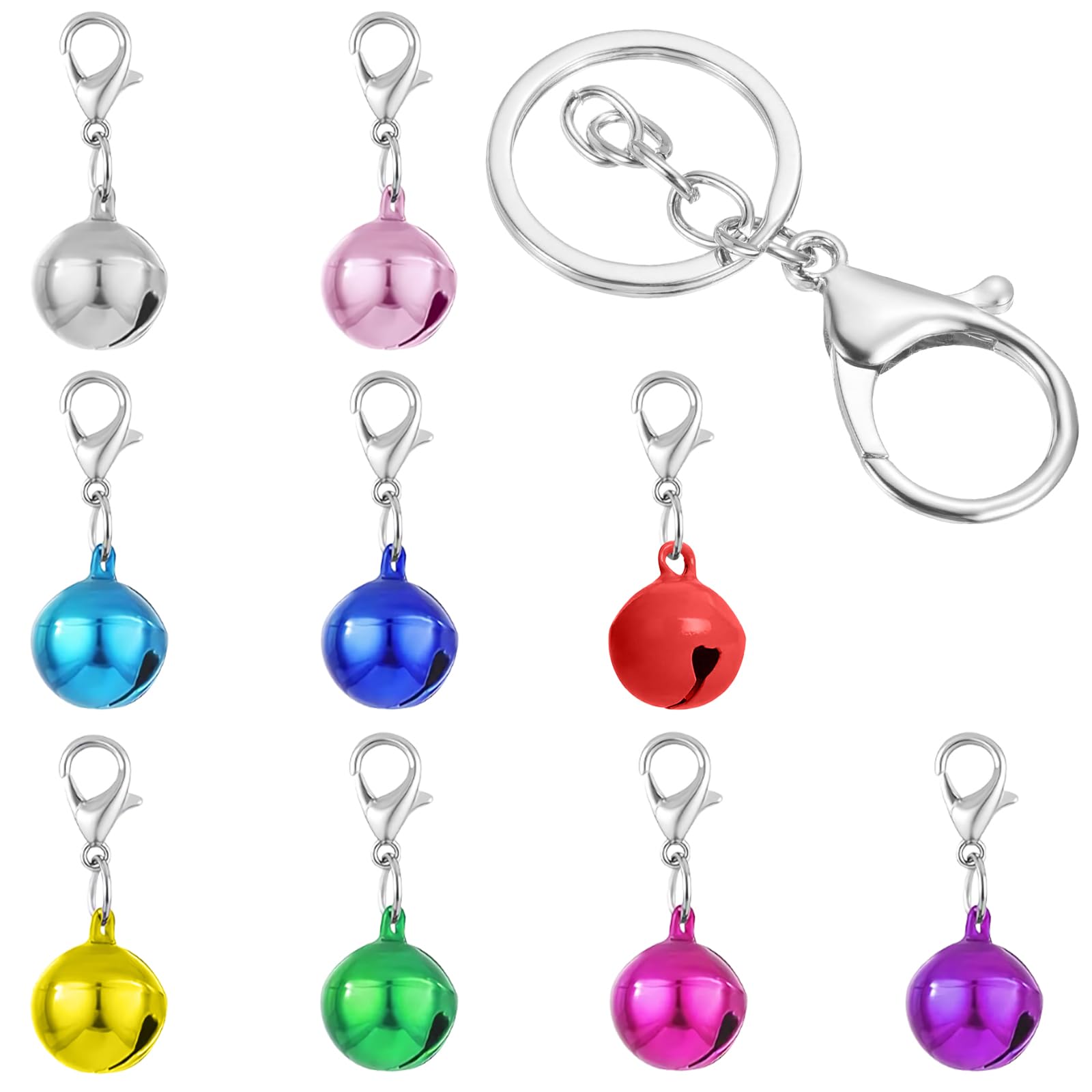 Photo 1 of *** PARTIAL SET/ GREEN, BLUE & HOT PINK*** Cat Collar Bell Pet Bells for Cat Dog Collar, 9 Pack Small Dog Puppy Pet Bells for Collars with 1Pack Keychain