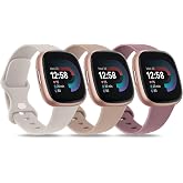 3 Pack Sport Bands Compatible with Fitbit Sense 2 / Versa 4, Classic Soft Straps for Fitbit Sense / Versa 3 Smart Watch