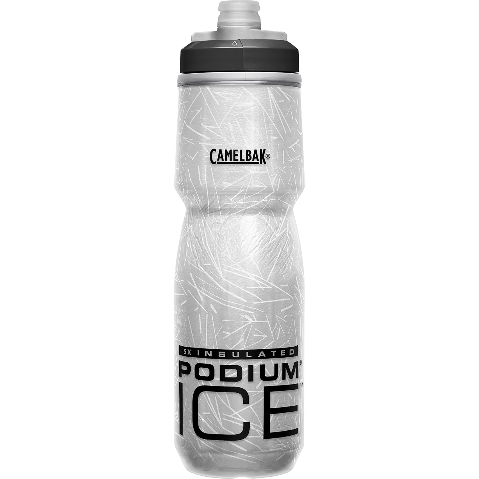 Camelbak Podium Ice 620ml – bike bottle – aerogel insulation – self-sealing cap – BPA-free – high flow rate – easy to clean – black, size: OS