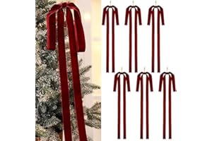 ArtHoval Vintage Velvet Bow Christmas Tree Ornaments 12 Piece Set Large 40x60cm Ribbon Decorations for Holiday Wreaths and In