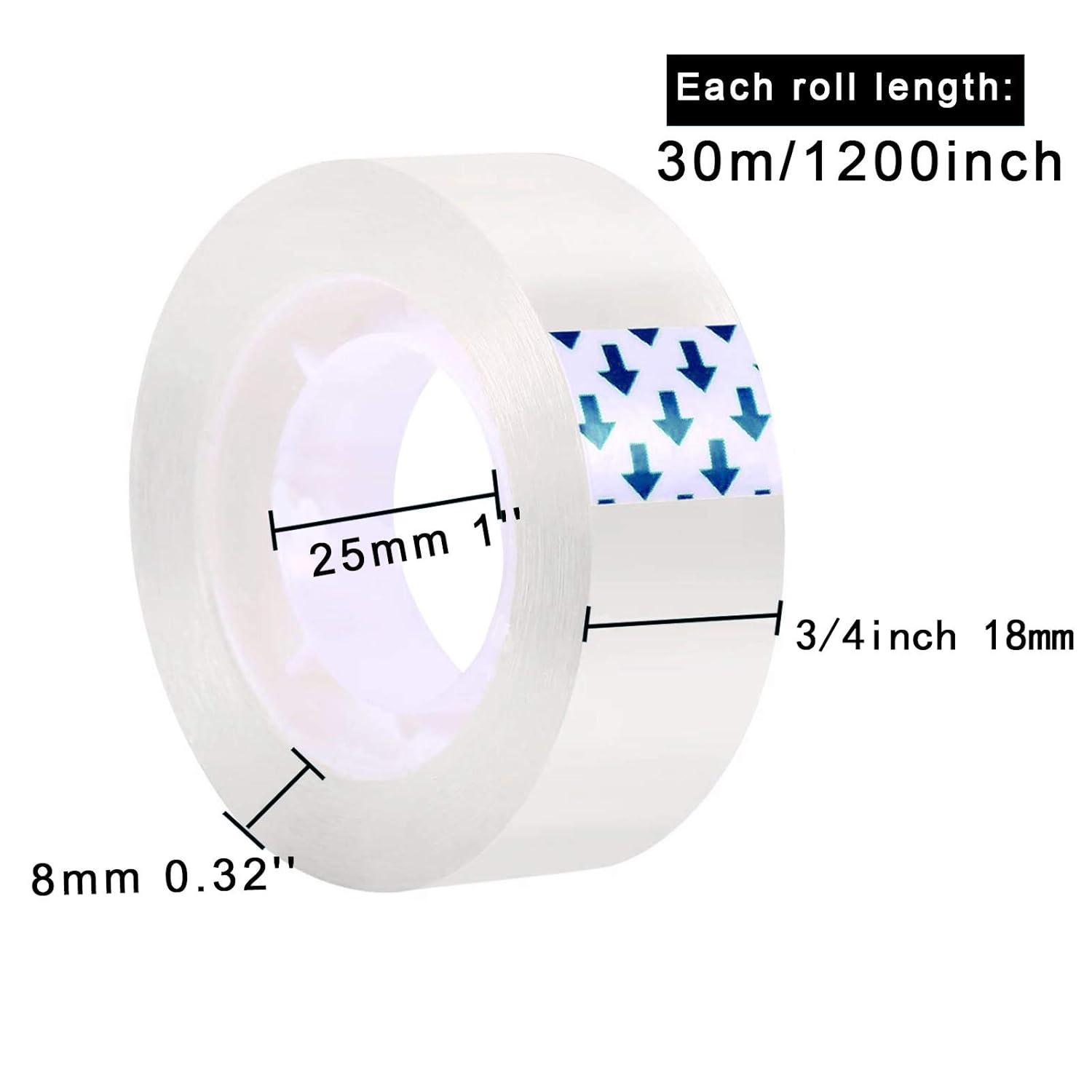 16 roll Transparent Tape Refills Rolls for Dispenser, Clear Tape for Office,Home,School,0.72inchx1200inch: Industrial & Scientific