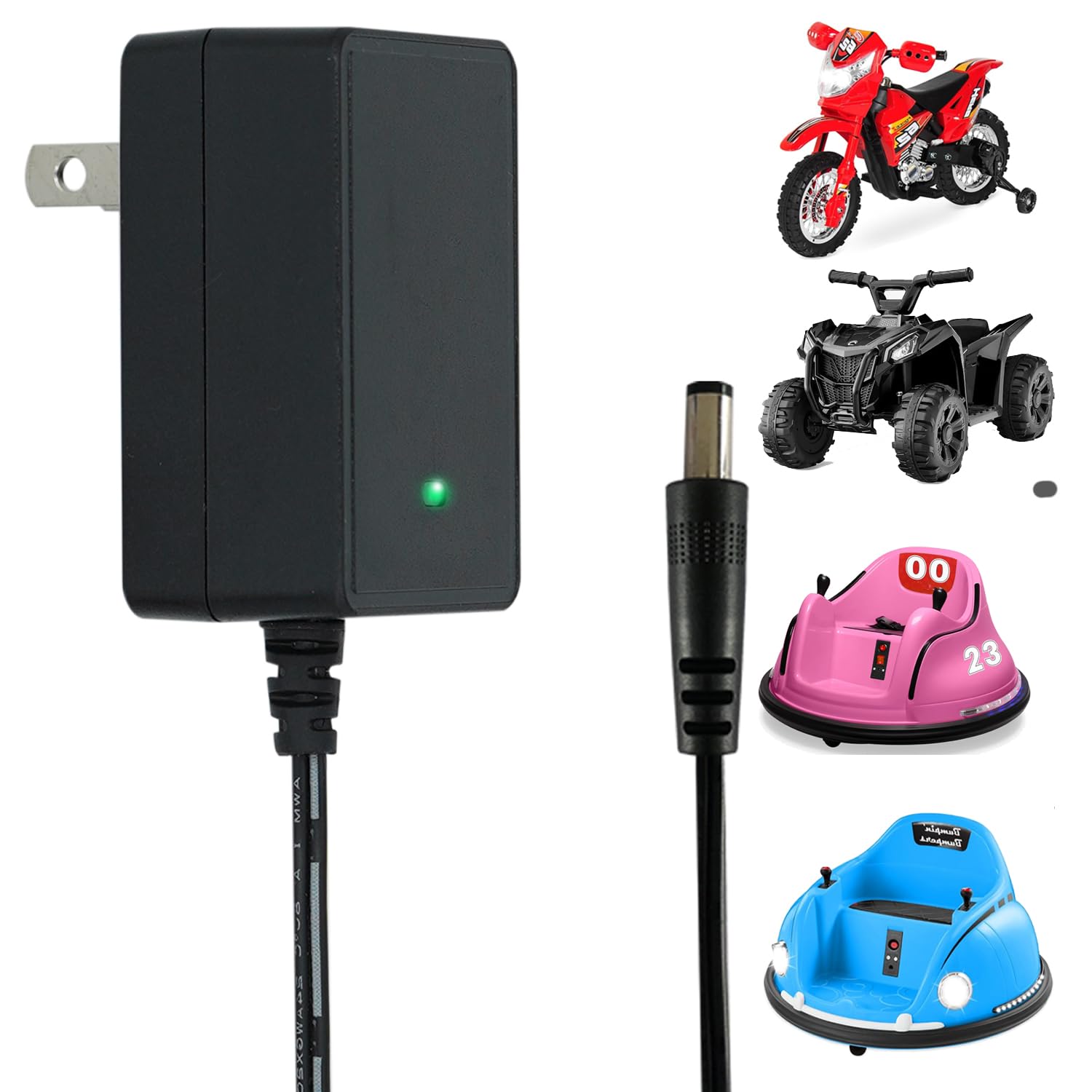 Photo 1 of Universal 6 Volt Charger for Kidzone Flybar Bumper Car,6V Battery Charger for Kids Ride On Toys Compatible with Best Choice Products SUV, Dynacraft, Huffy & Hello Kitty Electric Cars DC 6V Power Adapt