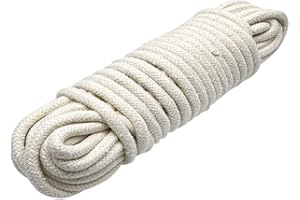 BALLHULL 1/4 Inch Natural Cotton Rope, White Craft Rope Clothesline, Used for DIY Rope Baskets, Handicrafts, Candle Wicks, etc, 6MM, 39 Feet.