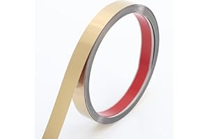 Coengwui Peel and Stick Metal Molding Trim, Self-Adhesive Stainless Steel for Wall, Fireplace, Mirror Edging and Craft Decoration (Brushed Gold, 20ft x 0.6in)