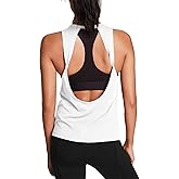 Mippo Workout Tops for Women Open Back Yoga Shirts Tank Tops Athletic Tops Gym Workout Clothes