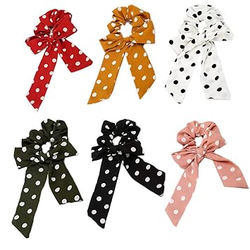 Amazon Com 6pack New Bow Streamers Hair Ring Fashion Ribbon Girl