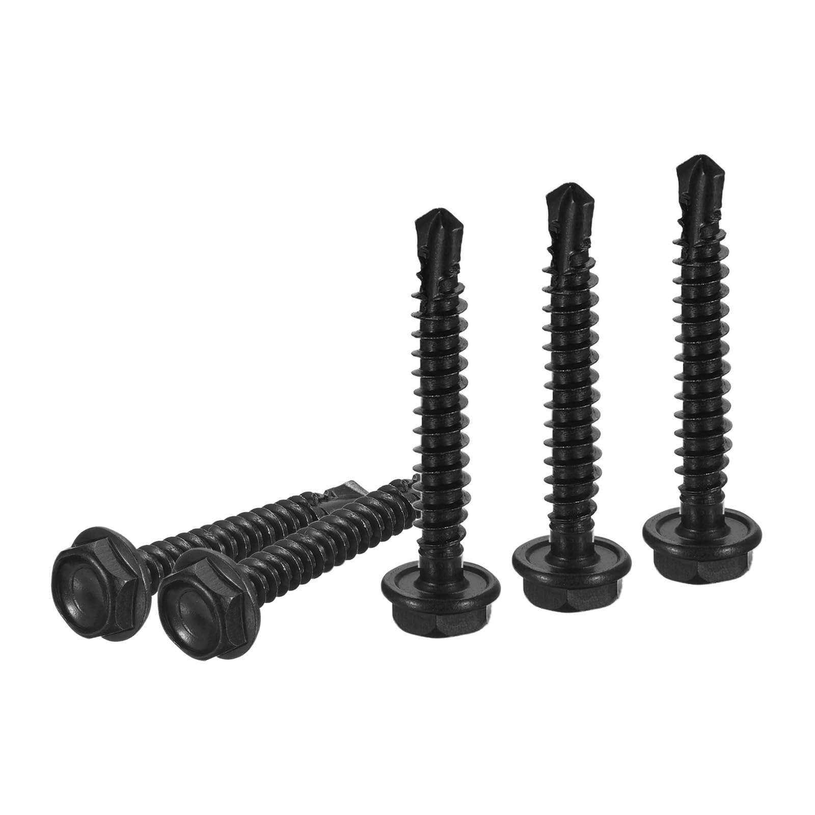 DTGN #10x1-1/4" Hex Washer Head Self Drilling Screws - 50Pack - Good for Machine - 410 Stainless Steel Black Oxide - Self Tapping Sheet Metal Screws