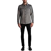 KARL LAGERFELD mens Exposed Zippers Long Sleeve Faux Suede Shirt Jacket