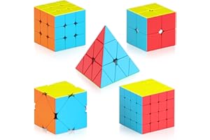 Vdealen Speed Cube Set, Magic Cube Pack of 2x2 3x3 4x4 Pyramid Skewb Stickerless Puzzle Cube Bundle, Christmas Birthday Party