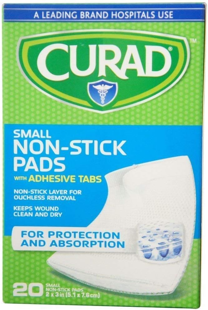 Curad Small Non-Stick Pads With Adhesive Tabs 2 Inches X 3 Inches 20 Each (Pack of 3): Health & Personal Care