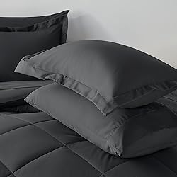 CozyLux Twin XL Comforter Set Dark Grey - 5 Pieces