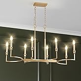 CaraLuxe Gold Rectangular Chandelier 38in Linear Kitchen Island Chandelier Light Fixture 8 Light Gold Chandeliers Lighting fo