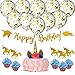 Expansee Unicorn Party Supplies Kit for Kids Birthday or Baby Shower - 17 Piece Decoration Set with Unicorn Cake Topper, Cupcake Toppers, Confetti Balloons, and Happy Birthday Banner Accessories