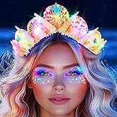 DRESBE Light Up Starfish Tiara and Crown Seashell Conch LED Headband Mermaid Ocean Hair Accessories for Women