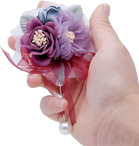 Amazon Co Jp 女性の女の子ののどの真珠のブートニアピン結婚式のブライダル花嫁介添人造花リボンボウノット襟章ブローチパーティーの装飾 ホーム キッチン