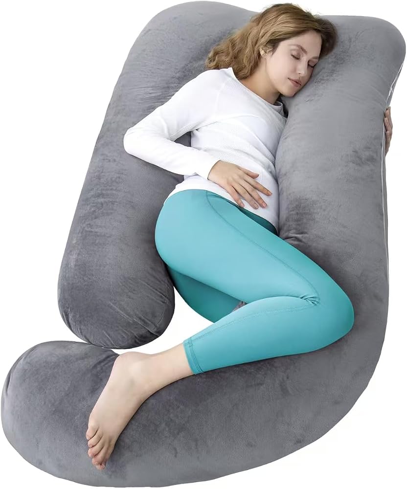 AMCATON 60 Inch Pregnancy Pillow for Sleeping, Extra Large U Shaped Body Pillow, Maternity Pillow for Pregnant Women with Vel