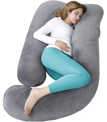 Elover Pregnancy Must Haves Pregnancy Pillow UShaped Full Body Maternity Support Pillow Pregnant Women Replaceable Washable Velvet Cover Size 57 Blac