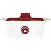 Saveur et Degustation KC2301 Foie Gras Terrine with Press, Ceramic, Red/White, 25.5 x 11 x 27 cm