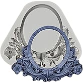 QDMOLDS Baroque Picture Frame Silicone Mold Photo Frame Fondant Molds Oval Flower Wreath Mold for Cake Decorating Cupcake Topper Candy Chocolate Polymer Clay Gum Paste